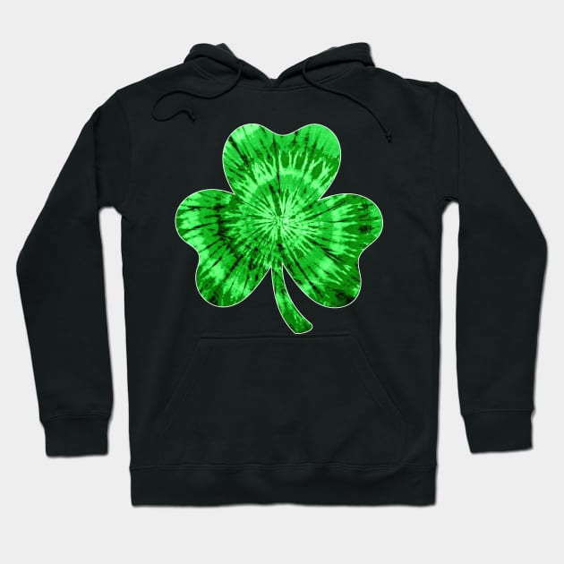 VIntage Tie Dye Shamrock St Patricks Day Hoodie by Linda Lisa